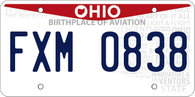 OH license plate FXM0838