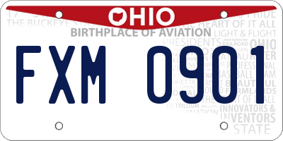 OH license plate FXM0901