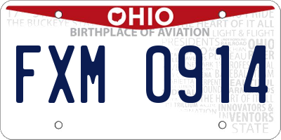 OH license plate FXM0914
