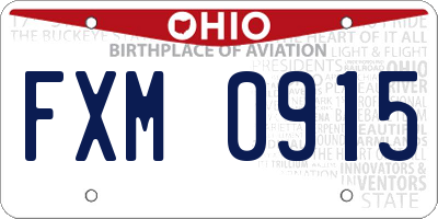 OH license plate FXM0915
