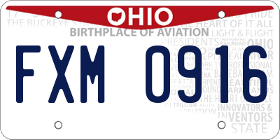 OH license plate FXM0916