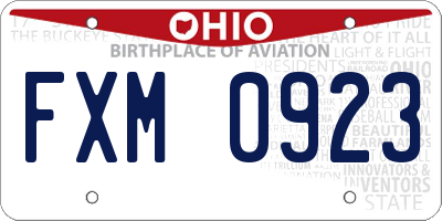 OH license plate FXM0923