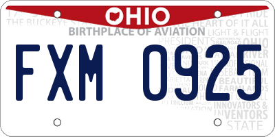 OH license plate FXM0925