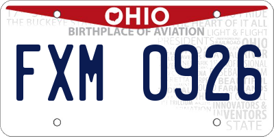 OH license plate FXM0926