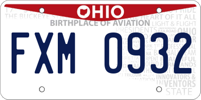 OH license plate FXM0932