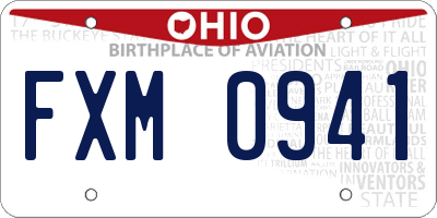 OH license plate FXM0941