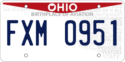 OH license plate FXM0951