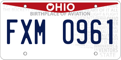OH license plate FXM0961