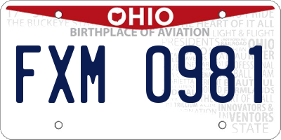 OH license plate FXM0981