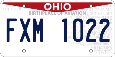 OH license plate FXM1022