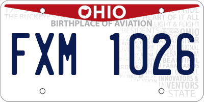 OH license plate FXM1026