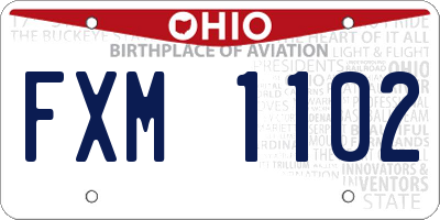 OH license plate FXM1102