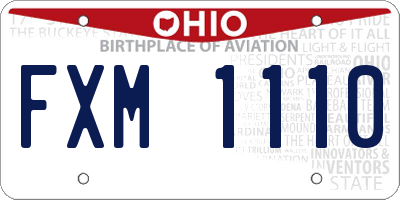 OH license plate FXM1110