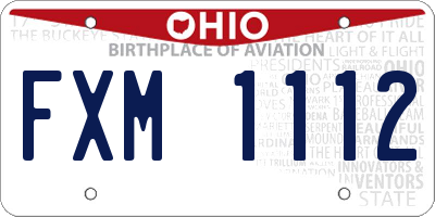 OH license plate FXM1112