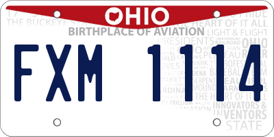 OH license plate FXM1114
