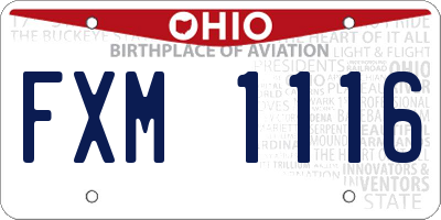 OH license plate FXM1116
