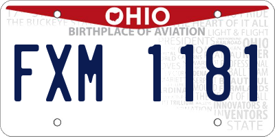 OH license plate FXM1181