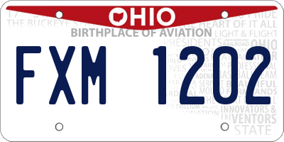 OH license plate FXM1202