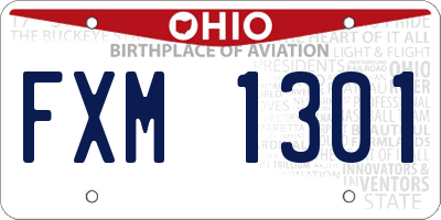 OH license plate FXM1301