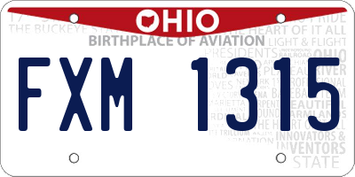 OH license plate FXM1315