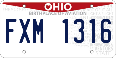 OH license plate FXM1316