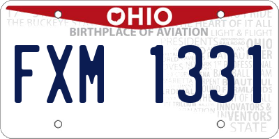 OH license plate FXM1331