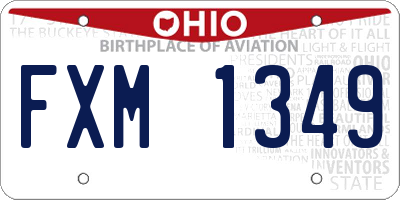 OH license plate FXM1349