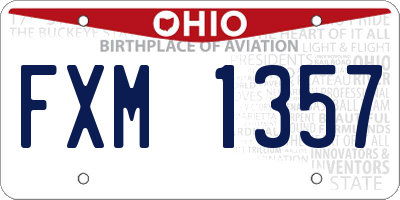 OH license plate FXM1357