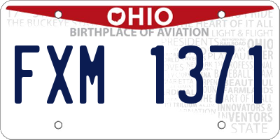 OH license plate FXM1371