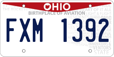 OH license plate FXM1392