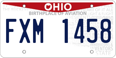 OH license plate FXM1458