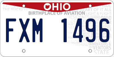 OH license plate FXM1496