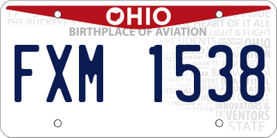 OH license plate FXM1538