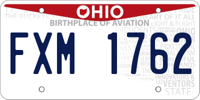 OH license plate FXM1762