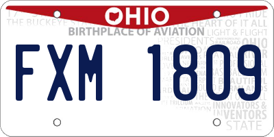OH license plate FXM1809
