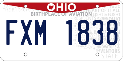 OH license plate FXM1838