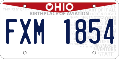 OH license plate FXM1854