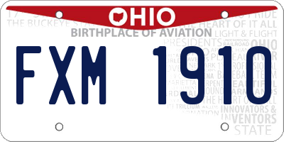 OH license plate FXM1910