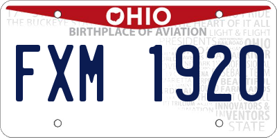 OH license plate FXM1920