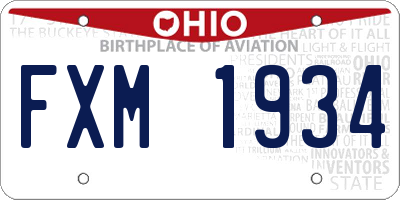 OH license plate FXM1934