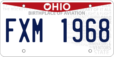 OH license plate FXM1968