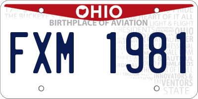 OH license plate FXM1981