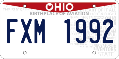 OH license plate FXM1992