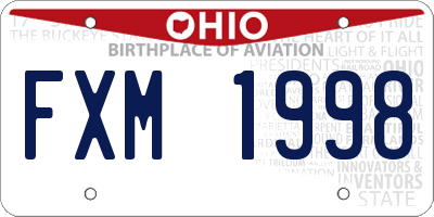 OH license plate FXM1998