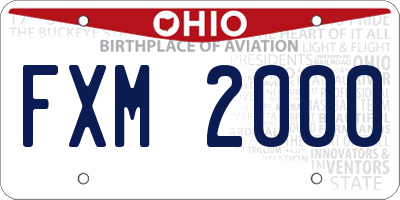 OH license plate FXM2000