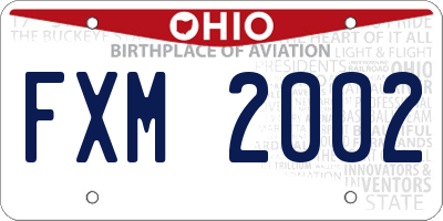 OH license plate FXM2002
