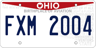 OH license plate FXM2004