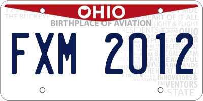OH license plate FXM2012