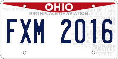 OH license plate FXM2016