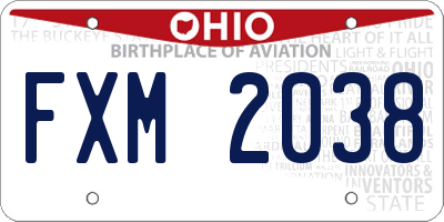 OH license plate FXM2038